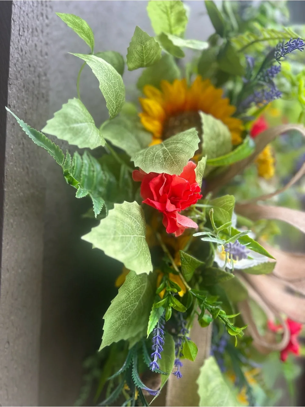 Sunflower wildflower wreath summer front door decor burlap bow wreath